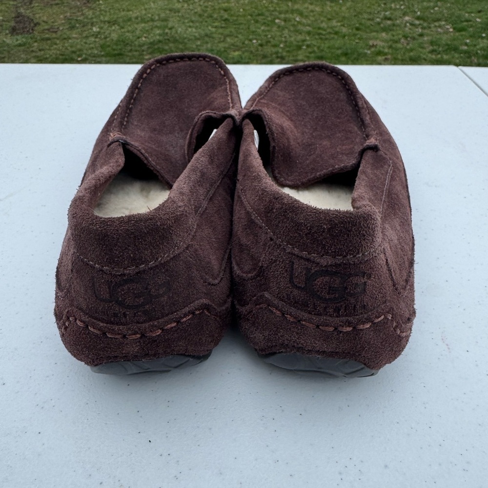 UGG MEN'S BROWN LEATHER SUEDE SLIP-ON LOAFERS DRIVING SHOES SIZE: 12 ascot - Picture 3 of 10